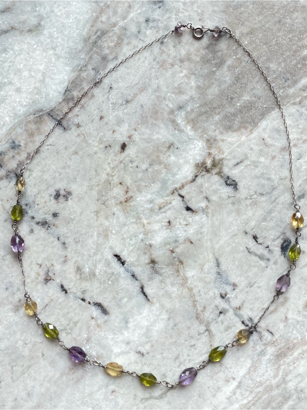 Vintage dainty beaded necklace 925 Sterling Silver
